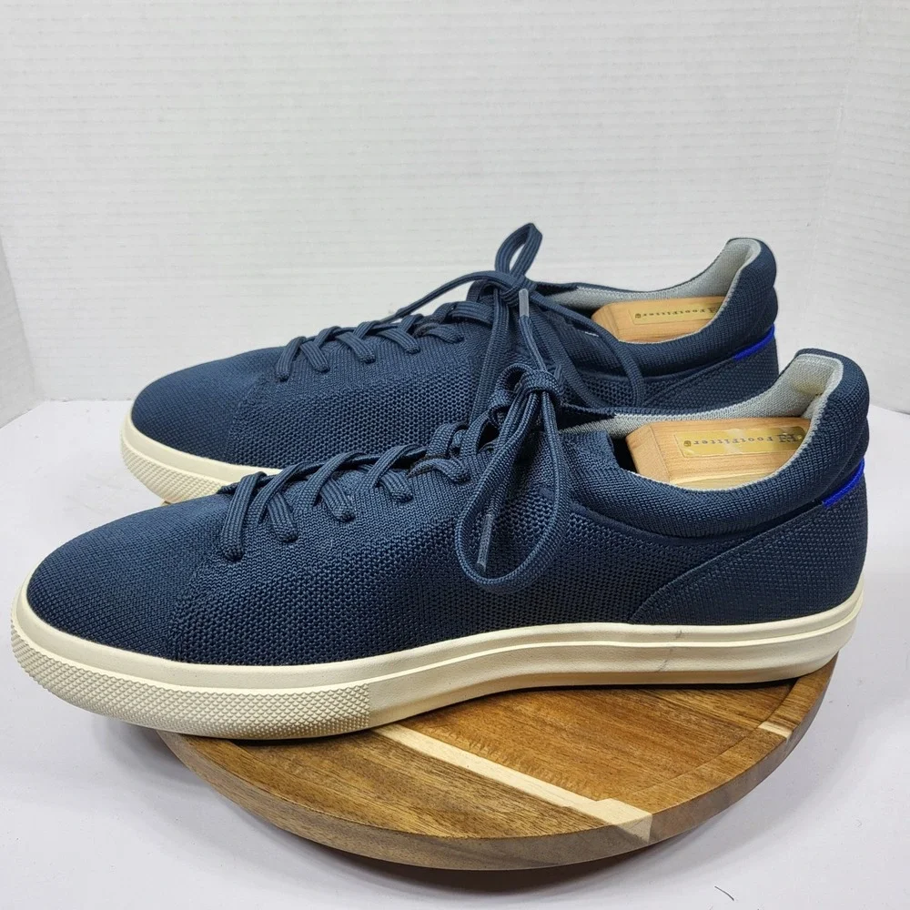 Rothy's Men's 11 Women's 12.5 RS01 Navy Blue Knit Lace Up Sneakers rPET NWOB‎